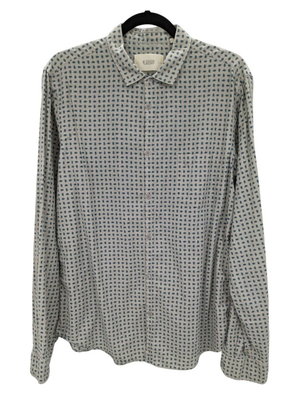 M Grifoni Italian Cotton Button Up Shirt Paisley Microprint Long‎ Sleeve Size 43